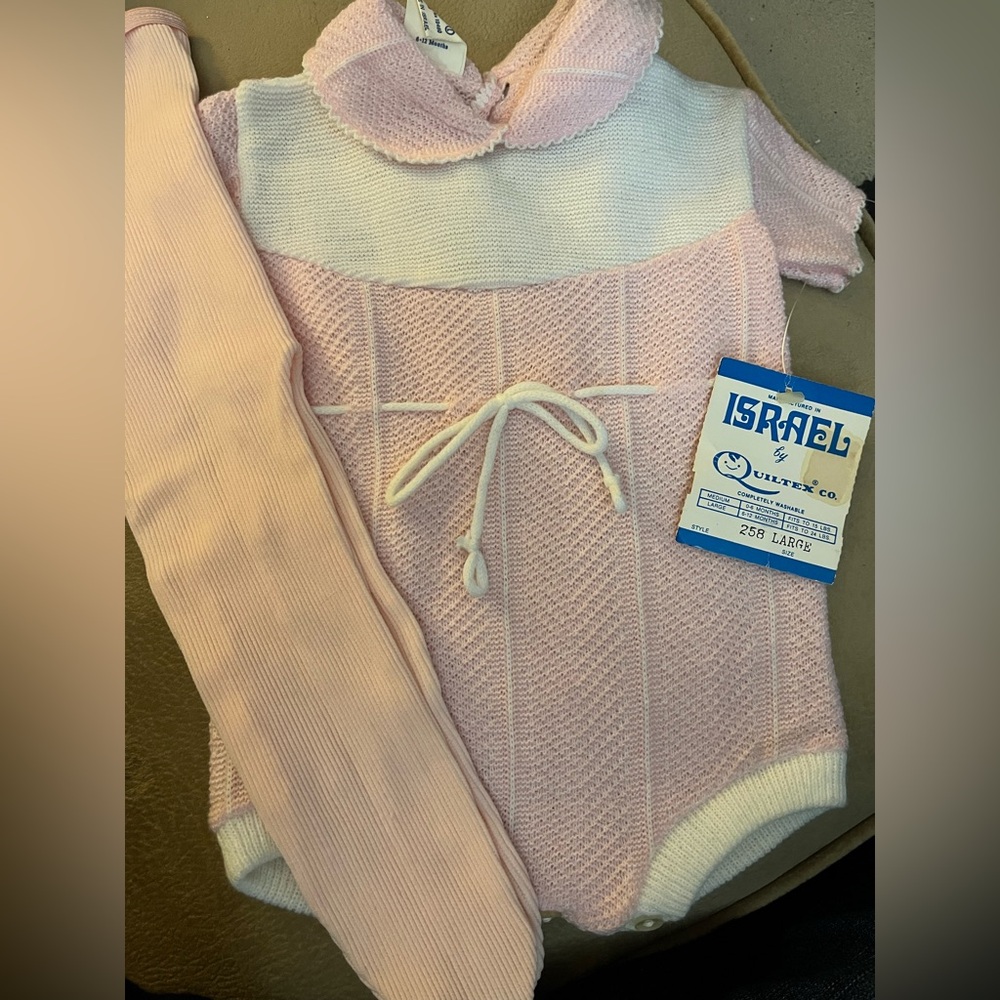 Vintage / Antique Doll Clothes Pink Large 6-12 Months Israel By Quiltex W Tag